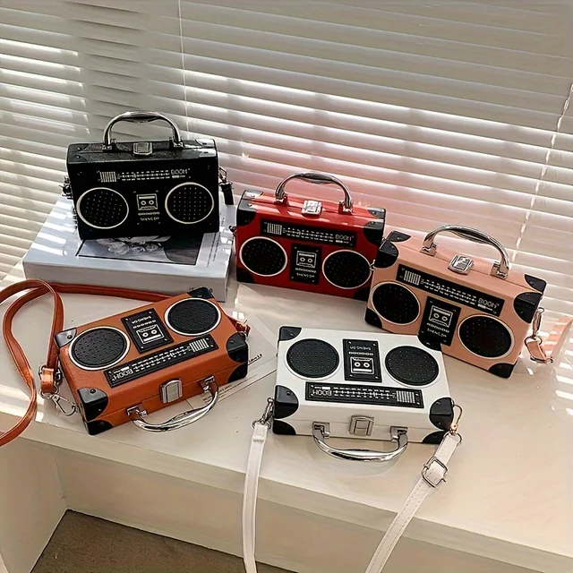 Kreatywna torebka w kształcie radia, mini torba na ramię w stylu vintage, niszowa torba pudełkowa i kwadratowa torebka
