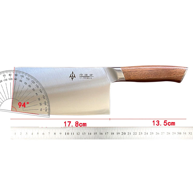 7 Inch Slicing Knife 3 Layers Clad Steel 9Cr18MoV Blade Sharp Chef Cleaver Meat Cutting Vegetables Kitchen Knife Wood Handle