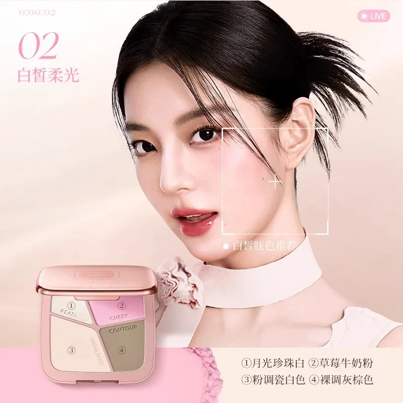 Colorkey quatre couleurs disque de lifting grande capacité mettre en évidence bronzants ombre poudre fard à joues joue visage palette de maquillage