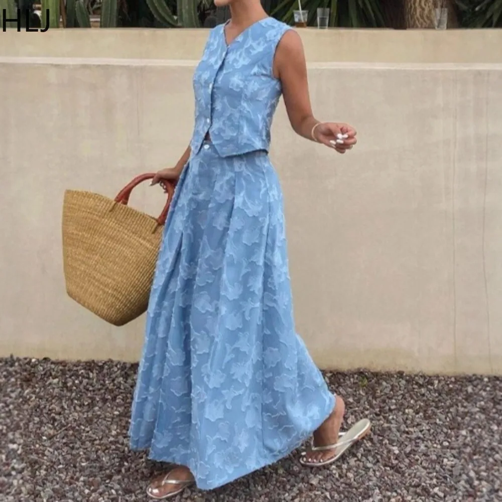 

HLJ модный жаккардовый лоскутный комплект из 2 предметов для женского наряда, однотонный укороченный жилет без рукавов и юбка, женская уличная одежда, новинка