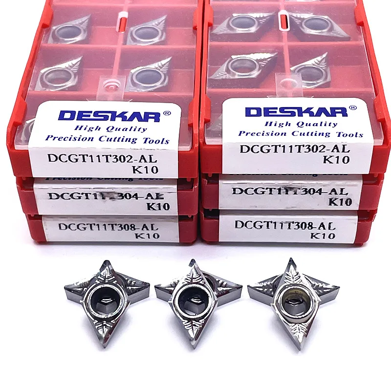 DCGT11T302-AL k10 dcgt11t304 al k10 dcgt11t308 al k10 deskar 100% torno de lâminas de torneamento originais para alumínio