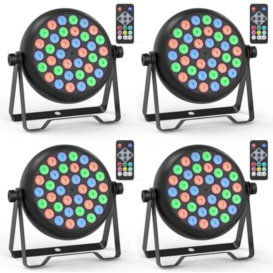 

36 LED Stage Lights Corded RGB Par Lights 4/7 CH DMX Par Can LED Stage Par with Sound Activated and DMX 512 Uplights for Weddin