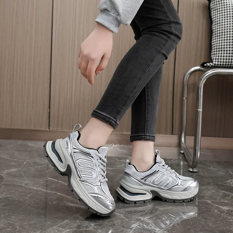 2024 Retro Sneakers Women New Casual Running Platform Sports Shoes Mesh Breathable Lightweight Shoes Woman Korean Spring Autumn