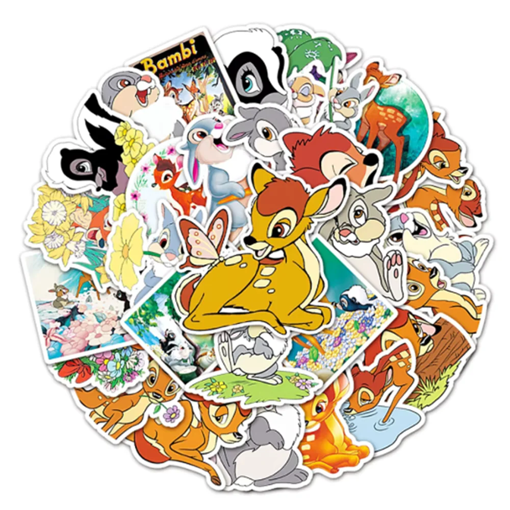 10/50PCS Disney Bambi Cartoon Stickers Graffiti Cute Deer Decals Laptop Phone Skateboard Helmet Wardrobe Car Sticker Kid Toy