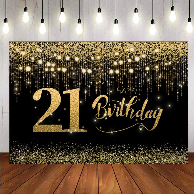 

21st Backdrop Boys Girls Happy Birthday Party Shiny Diamond Dots Balloons Customized Photo Background Decor Banner Prop