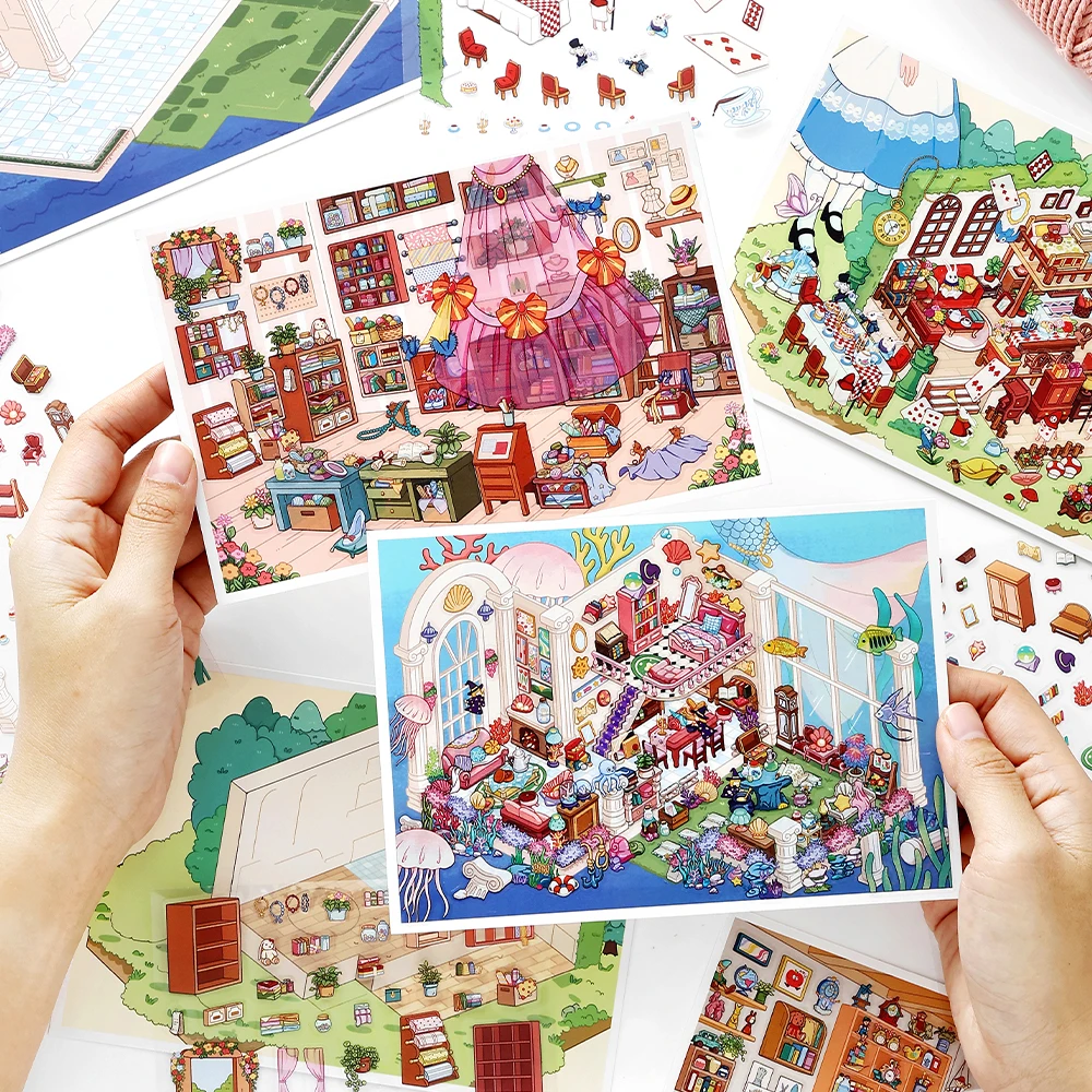 3 pcs My Small House Series Korean Cute Stickers Handmade Scenery Handmade Tent DIY Decorative Stickers