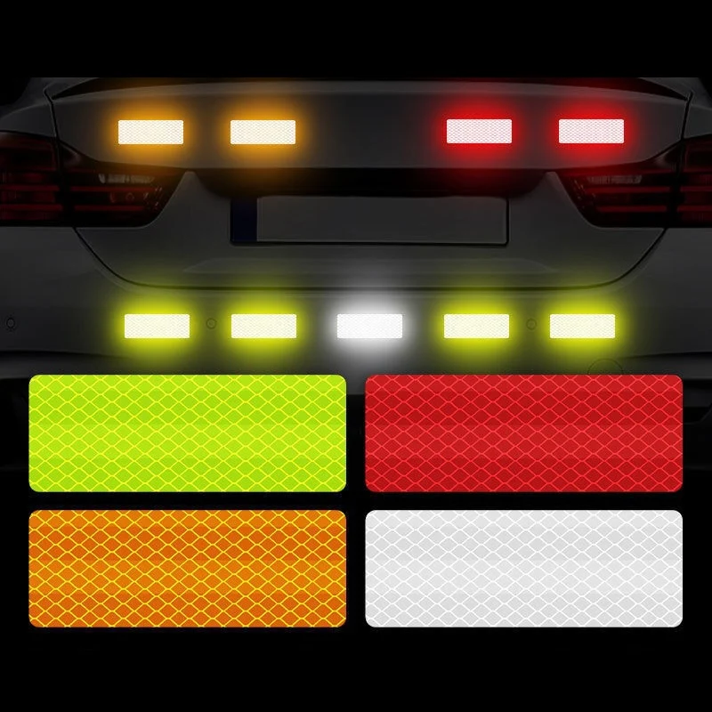 10PCS Car Rear Bumper Reflective Strip Safety Warning Signs Reflective Stickers Anti-scratch Car Exterior Protection Accessories