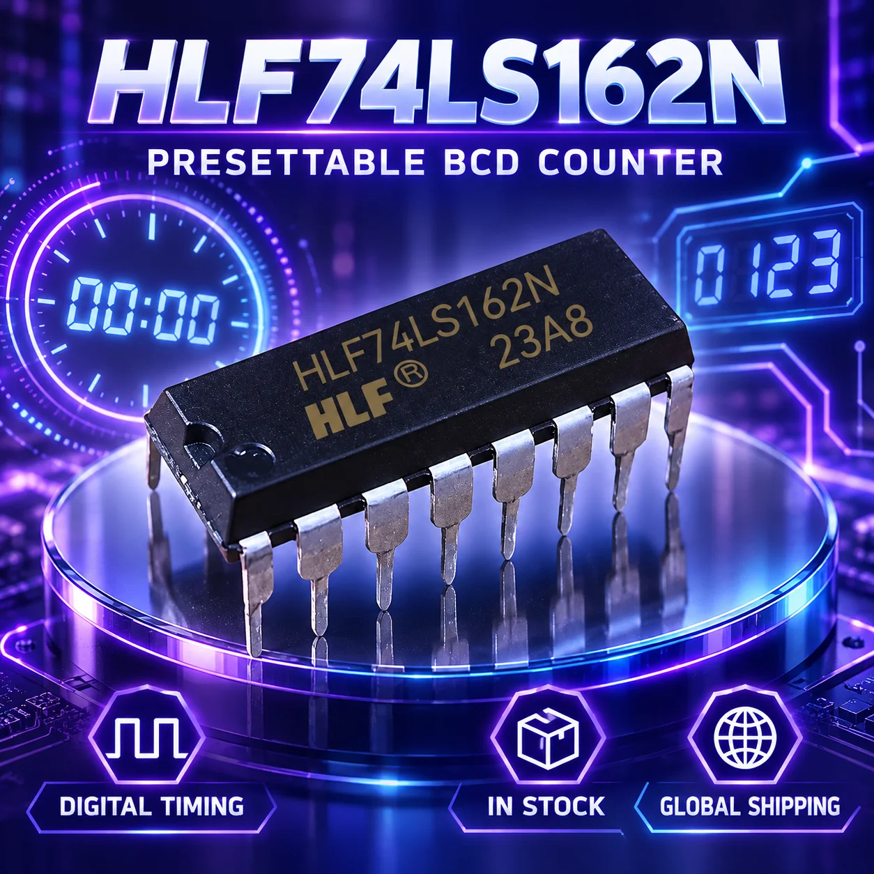 Original Genuine HLF74LS162N SN74LS162N 74LS162N 4-Bit Presettable BCD Decade Counter Logic IC DIP-16 Through Hole New In Stock