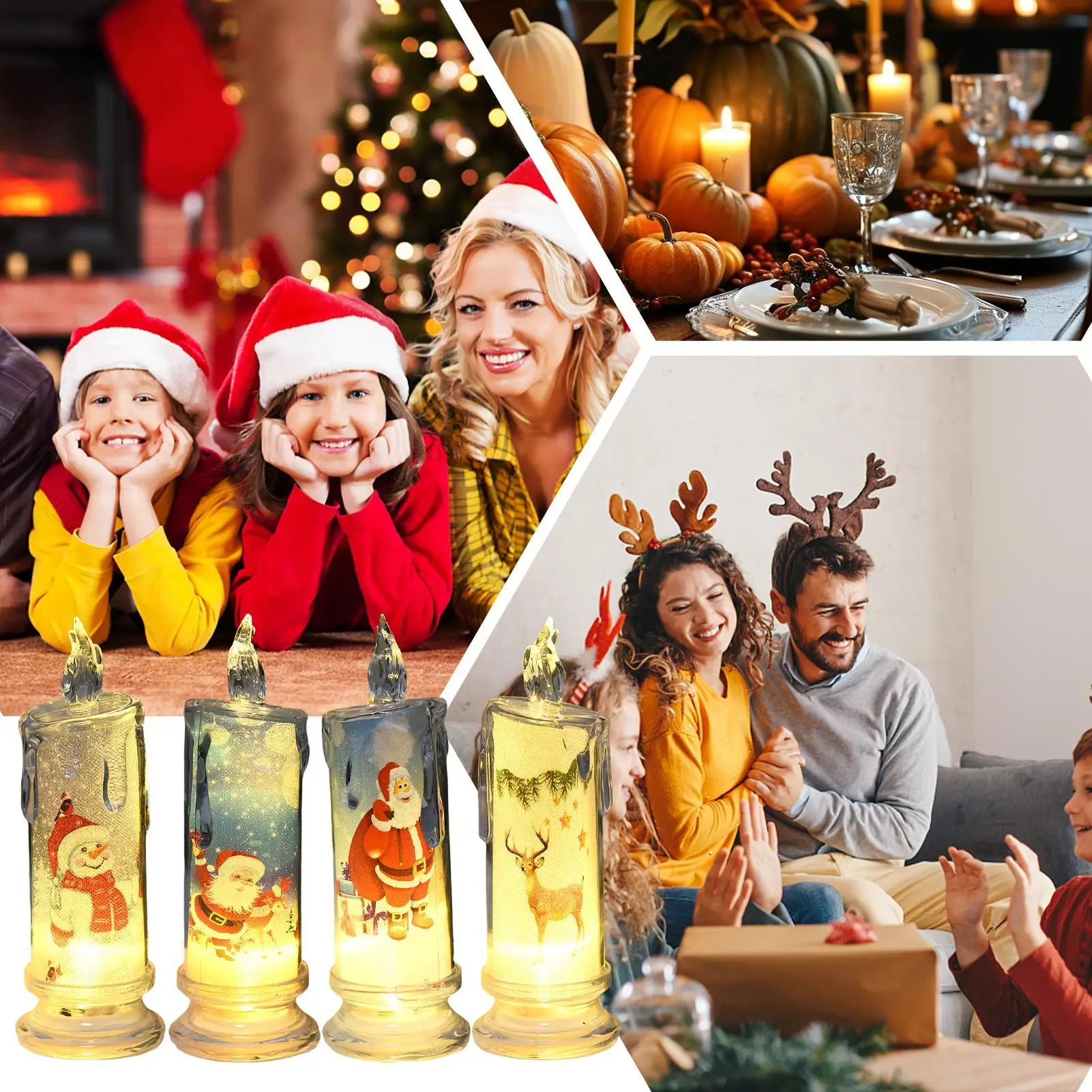 Velas sin llama navideñas, velas sin llama para Festival, decoración ligera, linterna segura, centros de mesa decorativos para chimenea al aire libre