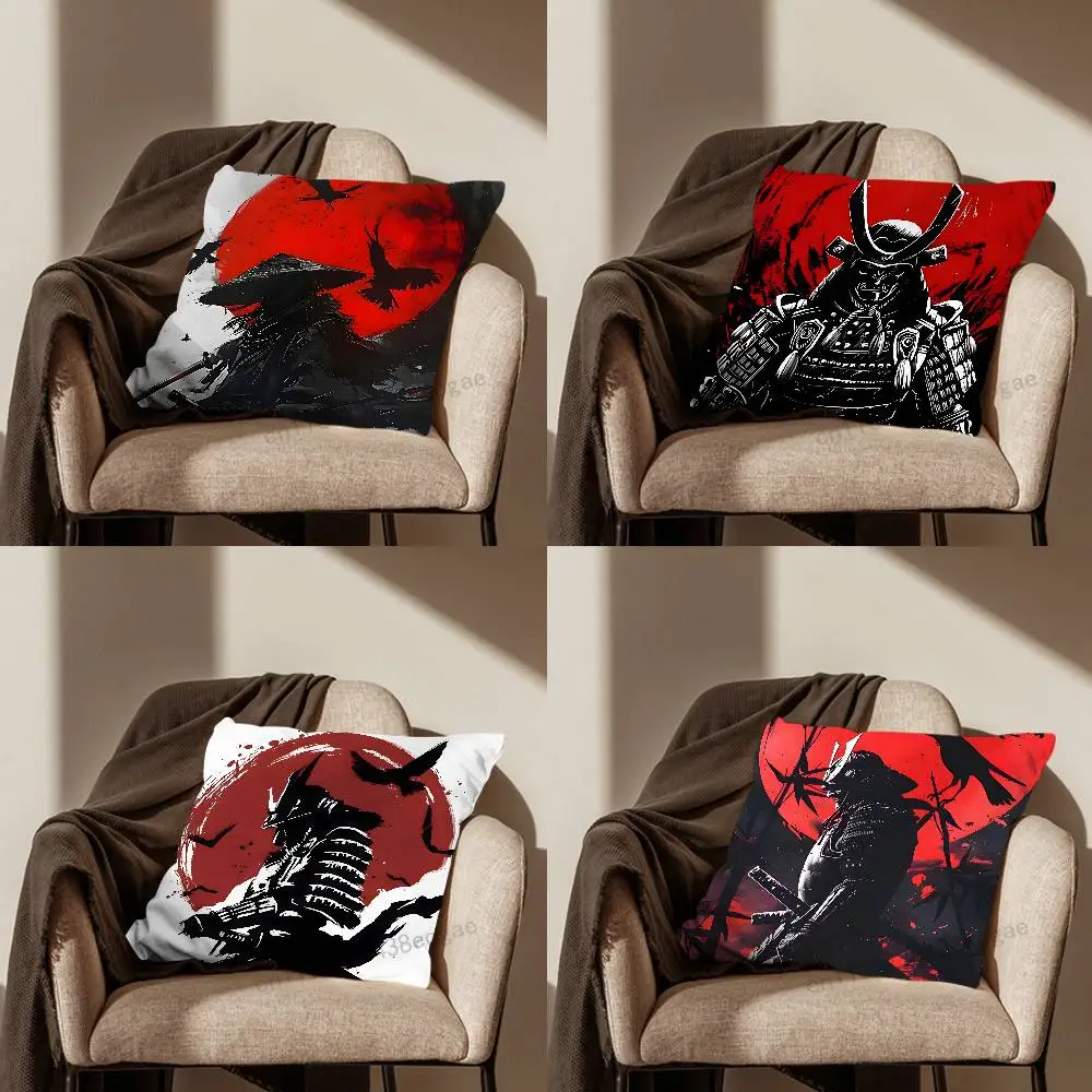 

Japanese Bushido Samurai Pillow Case Living Room Sofa Cushion Cover Suitable For Home Bedroom Decoration And Protector