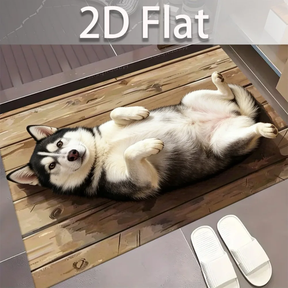 Creative Diatomite Dog Pattern Floor Mat Non-slip Absorbent Optical Illusion Doormat Washable Quick-dry Bath Mat Home Decor
