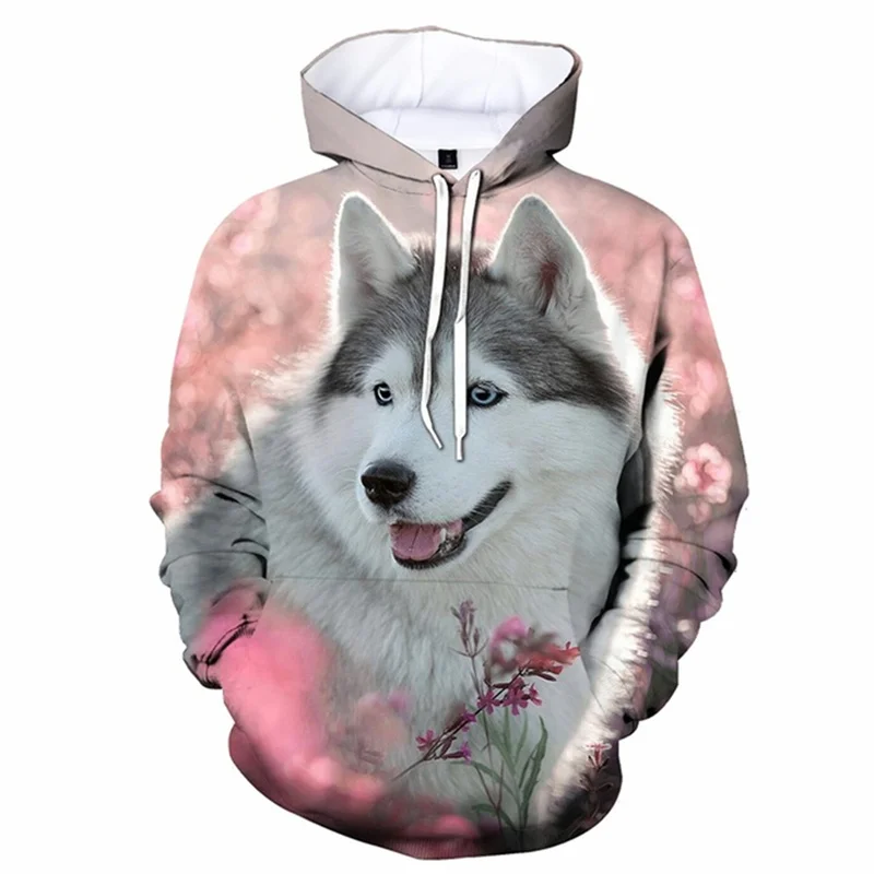 Felpe con cappuccio Husky siberiano cane carino Casual stampato in 3D uomo donna felpe con cappuccio Streetwear autunno felpe a maniche lunghe