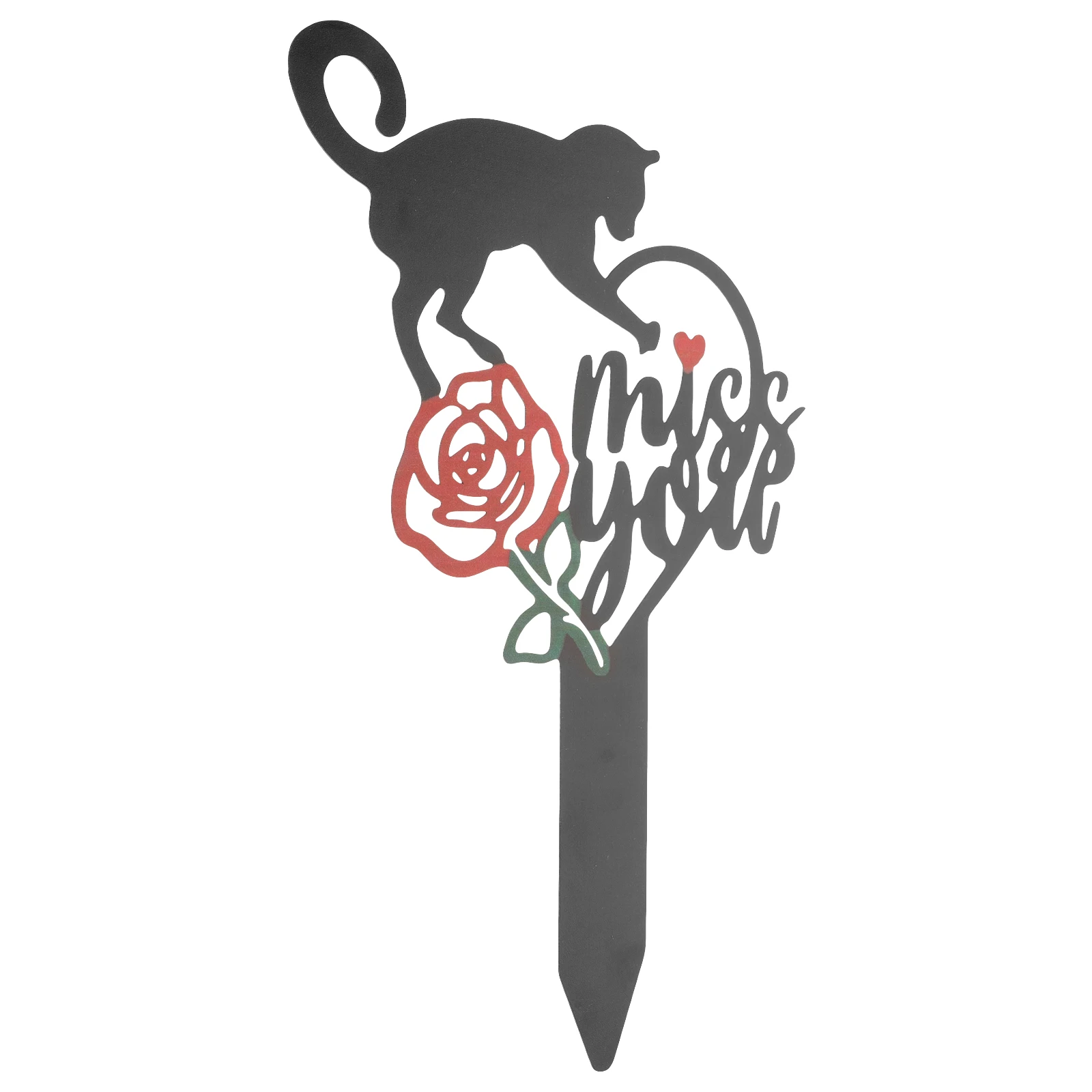 

Pet Memorial Stake Black Sign Marker Cemetery Grave Decorations Plaque Dog Cat Personalized Garden Lawn Insert Durable Easy