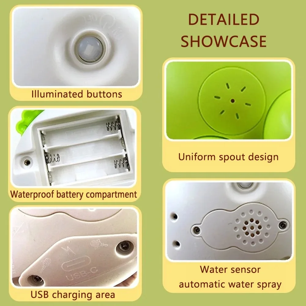 Automatic Spraying Bath Toys, Smart Sensor Whale Frog Spray Ball for Infant Kids Water Play, No Button Needed