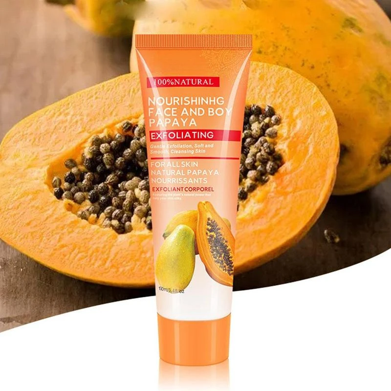 Crema exfoliante de Papaya Natural, Gel exfoliante, crema facial, cuidado de la piel corporal, hidratante de manos, 100ml