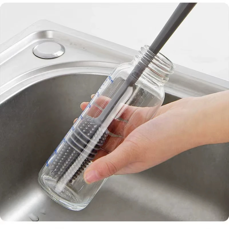 All-in-one Cup Cleaning Tool Long-Handled Non-curved Rotating Cup Brush With Hard Bristles Kitchen Cleaning Tools