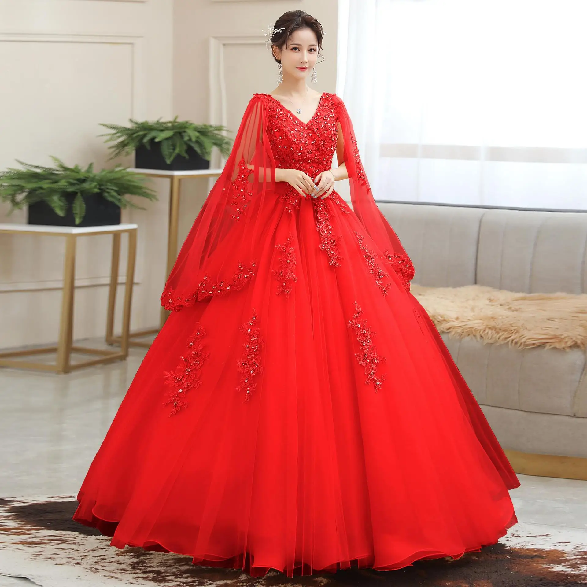 Wedding Dress Embroidery Long Puffy Dress Host Performance Graduation Dress Birthday Party Bride Bridesmaid Dress Prom Dresses