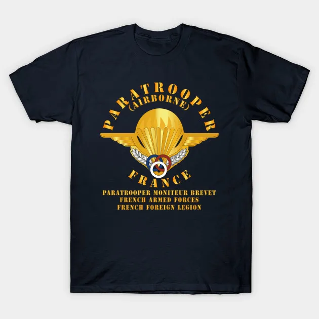 France Airborne Paratrooper Moniteur Brevet T-Shirt New 100% Cotton O-Neck Summer Short Sleeve Casual Mens T-shirt Size S-3XL