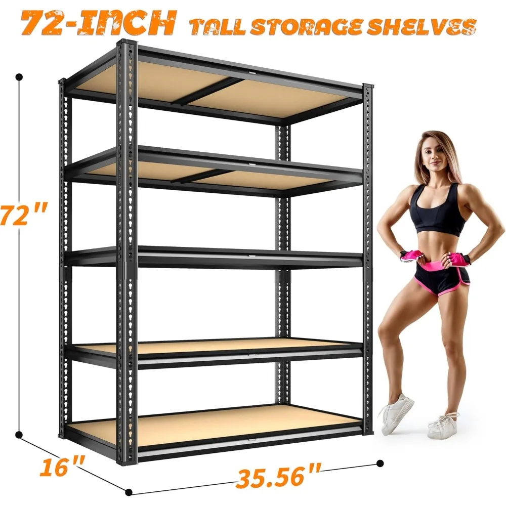 Rak Penyimpanan 2050LBS Heavy Duty 5 Tingkat untuk Garasi, Rak Penyimpanan Logam yang Dapat Disesuaikan, Rak Utilitas untuk Gudang