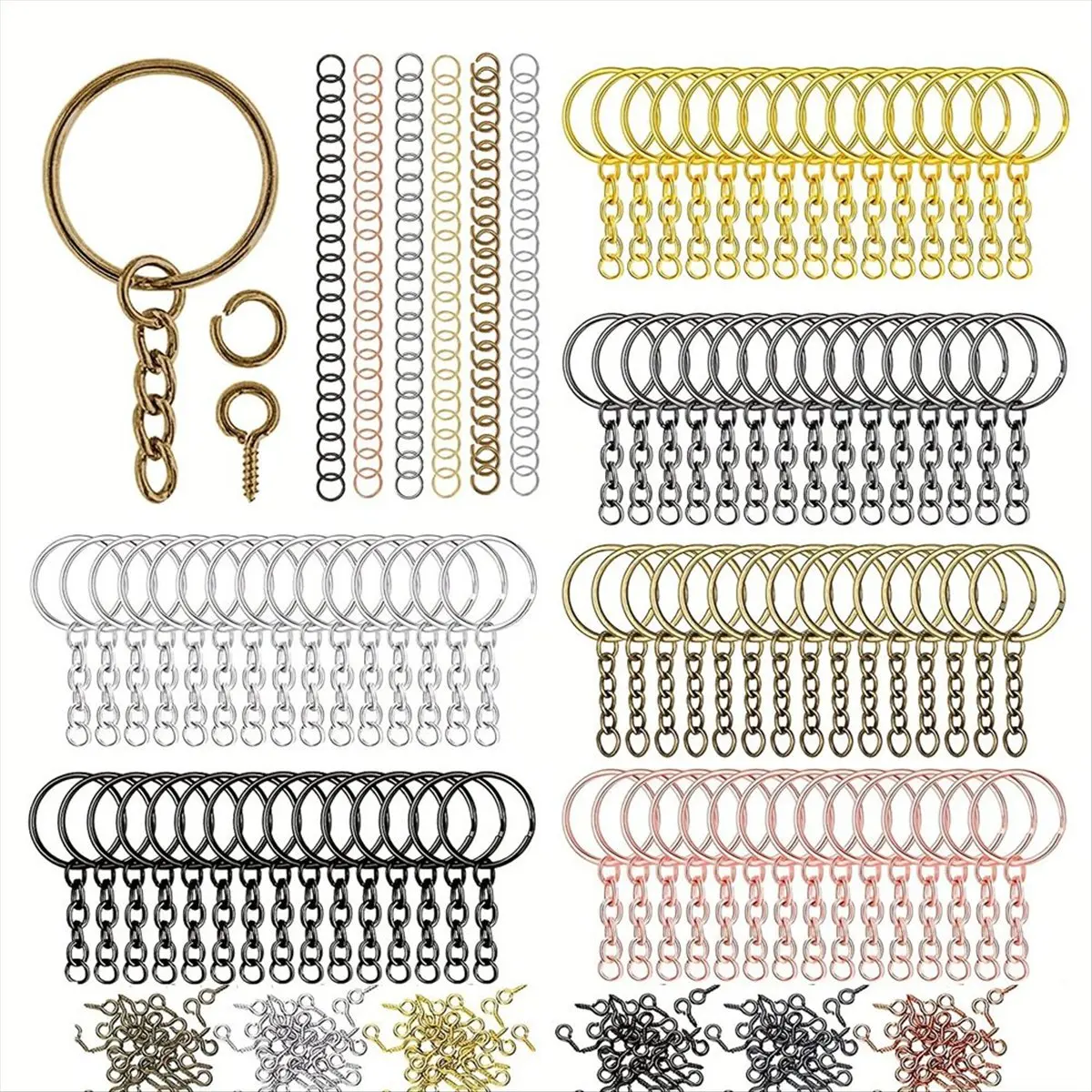 DT200 TRENDY~Key Rings for Crafts Keychain Making Kit Including for DIY Keychain Supplies(25 mm,Mixed Color)