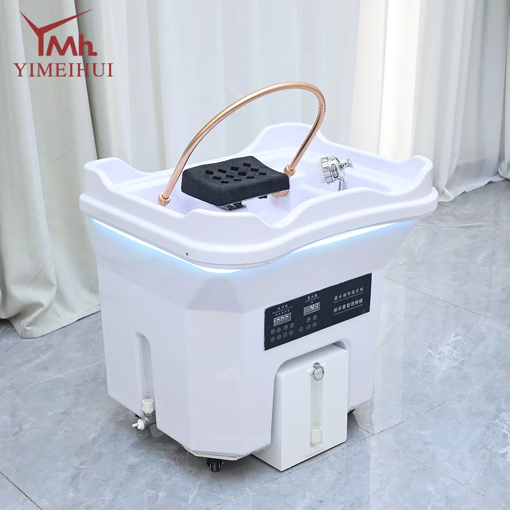 Portable Acrylic Shampoo Bowl Spa Fumigation Hair Wash Basin with Waterfall Head Circulation