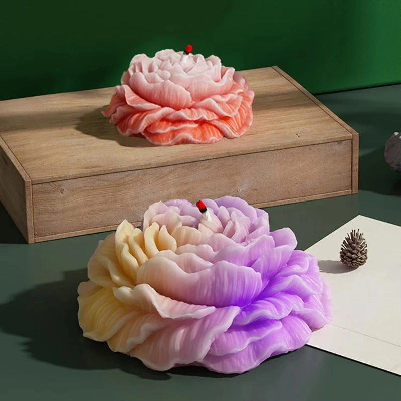 

Силиконовые формы для цветов для изготовления свечей, 3D формы для литья из пиона из смолы для воска, поделки для дома и сада