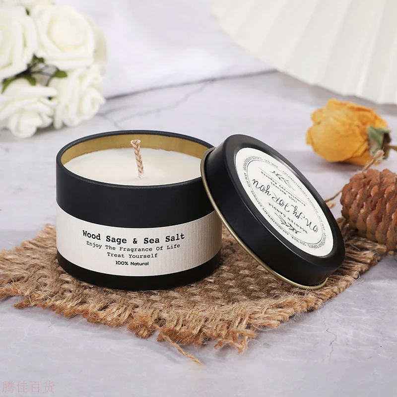 120ML/4OZ Candle Jars Empty Candle Tins Balck Gold Tin Can with Lid Round Metal Storage Container Spice Tea Canister