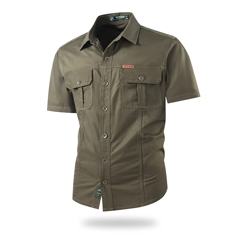 2026 New Style American Short-Sleeved Cotton Shirt for Men - Workwear Outdoor Loose-Fitting Casual Multi-Complimentary Shirt