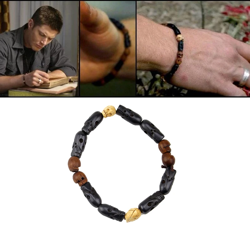 Supernatural Dean Winchester Jensen Ackles Skull Bracelets Bangles Dean Winchester Prop Replica Skull Bracelet Movie Jewelry