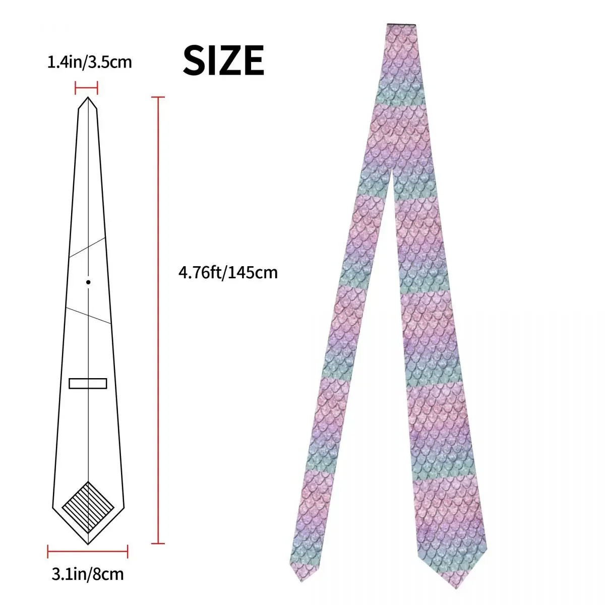 Mermaid Scales Unicorn Glitter Necktie Men Women Skinny Polyester 8 Cm Narrow Neck Ties for Men Shirt Accessories Gravata Office