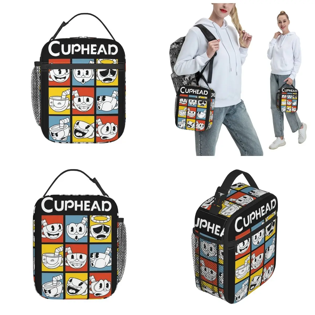 The Cuphead Show Game Product Insulated Lunch Bag For School Office Food Box Leakproof Thermal Cooler Lunch Boxes