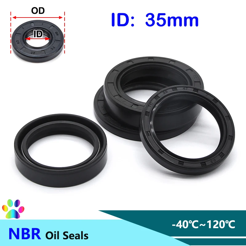 

Black NBR Oil Seals Gasket ID 35mm TC-35*42/45/48/50/52/55/60/65/68/70/80/86*5/6/7/8/10/12mm Nitrile Rubber Shaft Double Lip