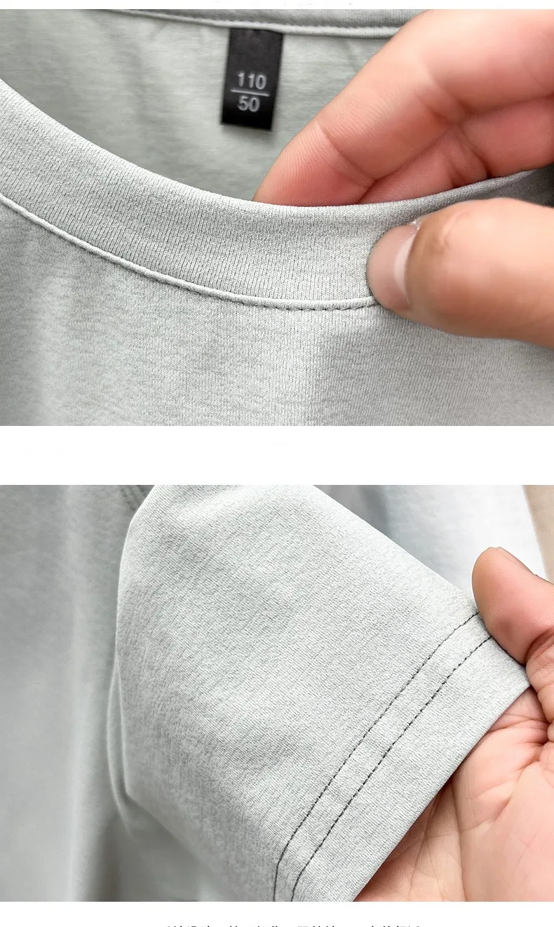 Modisches Luxusmarken-T-Shirt für Herren mit Kurzarm, geprägten Buchstaben, neuem Stil, atmungsaktiv, sommerlich, lässig, Rundhalsausschnitt, einfarbig. – Detail 21