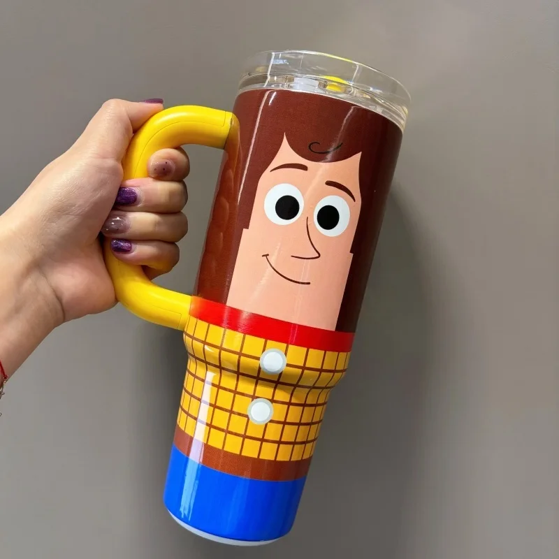 Large Capacity Water Cup Toy Story Alien Woody Buzz Lightyear Water Cup With Straw，Car Cup Holder Thermos Cup Drinking Cup