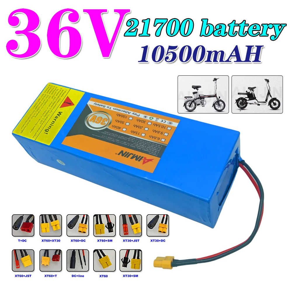 36V 10.5Ah 21700 Lithium Battery Pack Rechargeable Battery with BMS Charger 10S2P For fishing bicycle Large Capacity Batteries