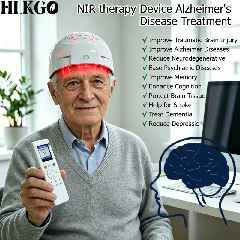 Clinical Grade 1070nm NIR LED Brain Helmet for Parkinson Disease Stroke Recovery Dementia Cognitive Support Home Treatment