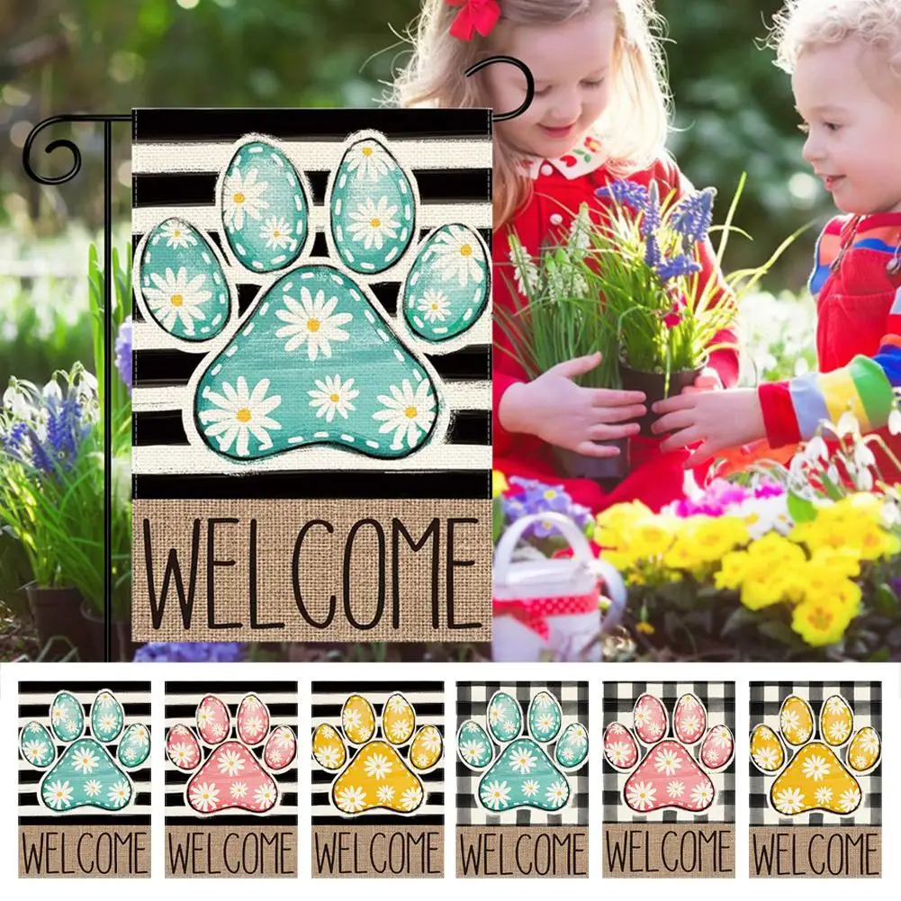 Multicolor Welcome To The Spring Garden Flag Flag Weather-resistant Accessories Outdoor Yard Double-sided Springtim E5h2