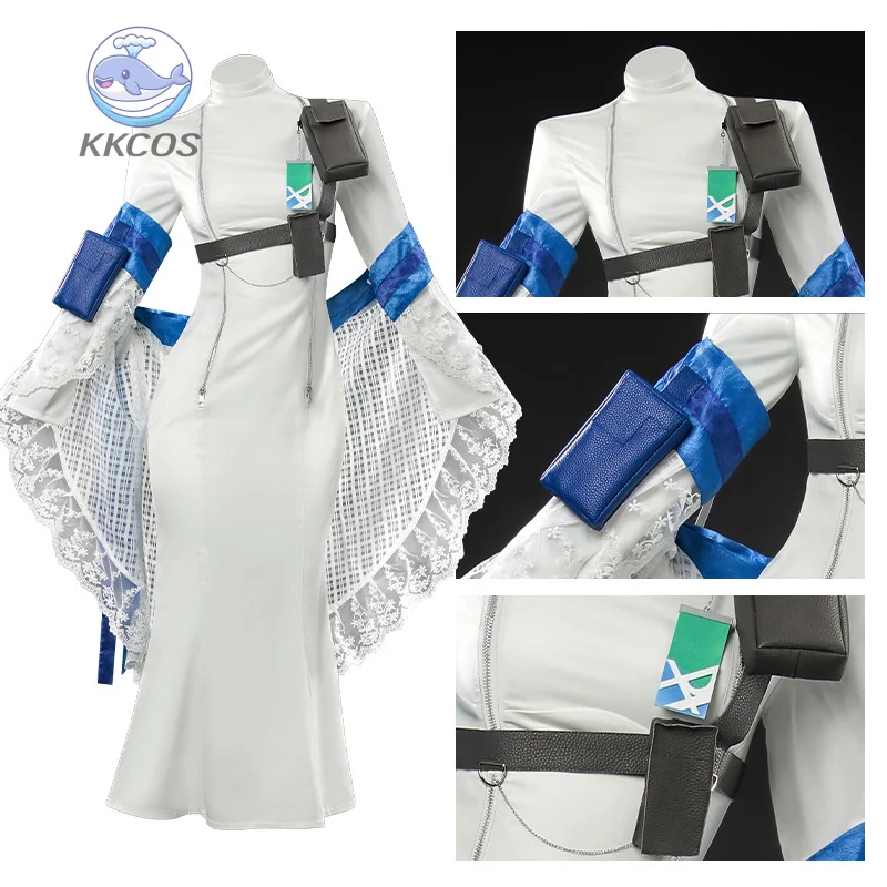 

Arkana Game NIKKE：The Goddess of Victory Cosplay Costume White Tight Dress Shawl Wig Woman Sexy Carnival Masked Ball Suit KKCos