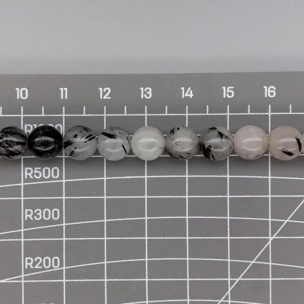 5 PCS Black Rutilated Quartz Smooth Round Beads 8mm 15