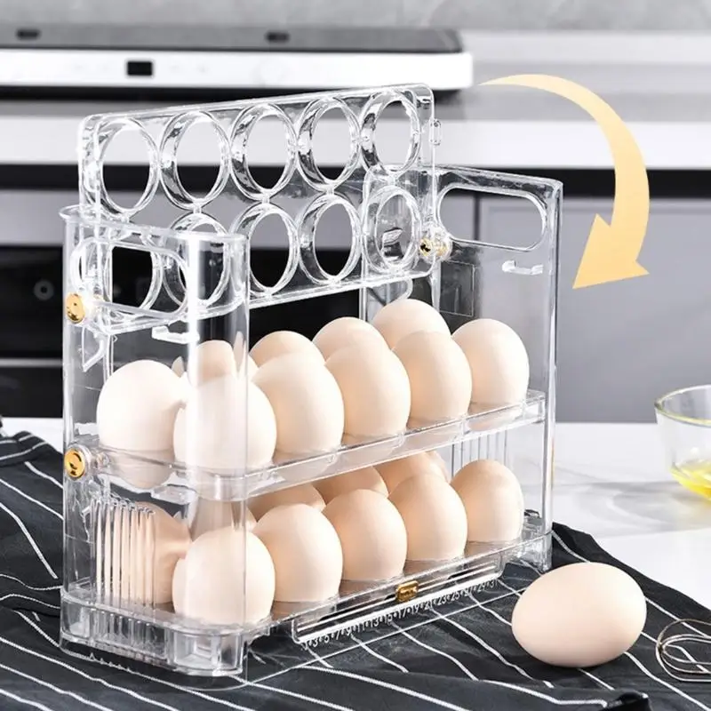 AXYC Egg Refrigerator Storage Box Can Be Reversible Three Layers of 30 Egg Cartons Kitchen Egg Tray Multi-layer Egg Rack