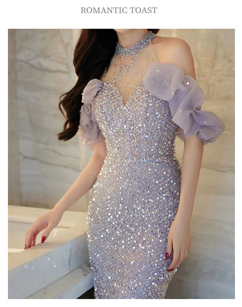 Long Luxury Mermaid Evening Dresses 2024 Elegant V-Neck Women Cocktail Party Dress Floor-length Formal Prom Gown