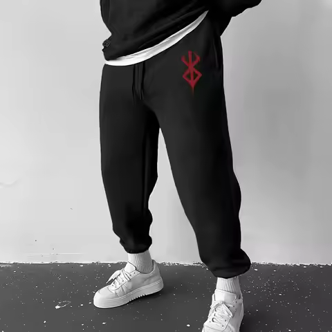 Casual Comfy Cotton Blend Sweatpants for Men Athletic Running Workout Joggers Stylish Berserk Print Pants Trousers with Pockets