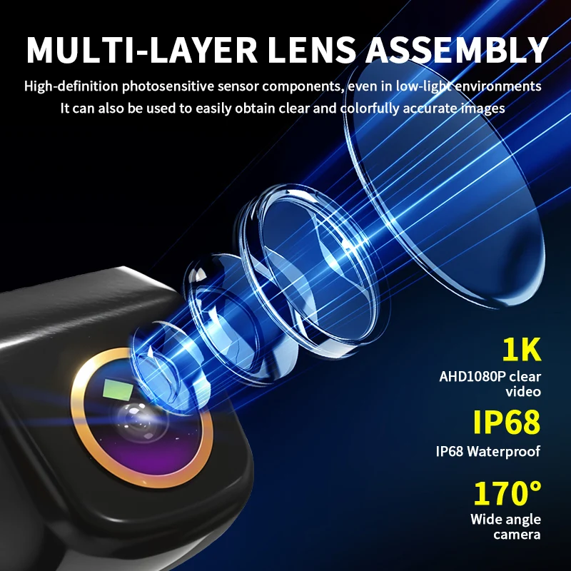 New 8 Signal with Button Switch Car Rear View Camera 170° 1080P Night Vision AHD Car Reversing Camera for General Rear Parking