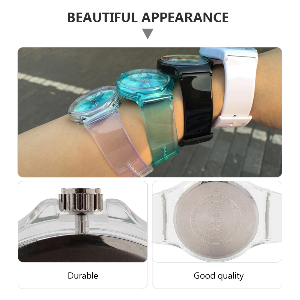 

Fresh Student Quartz Transparent Jelly Wrist Watch For Kids Chic Casual Fashionable Simple Clear Scale Durable For
