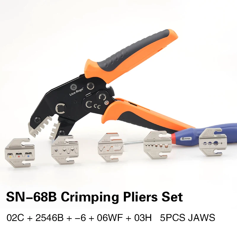 SN-68B 5-Backen-Crimpwerkzeug-Set für Dupont JST MOLEX-Anschlüsse, vor-/nicht isolierte Aderendhülsen, Stoßverbinder, Solar-Koax-Anschlüsse – Detail 2