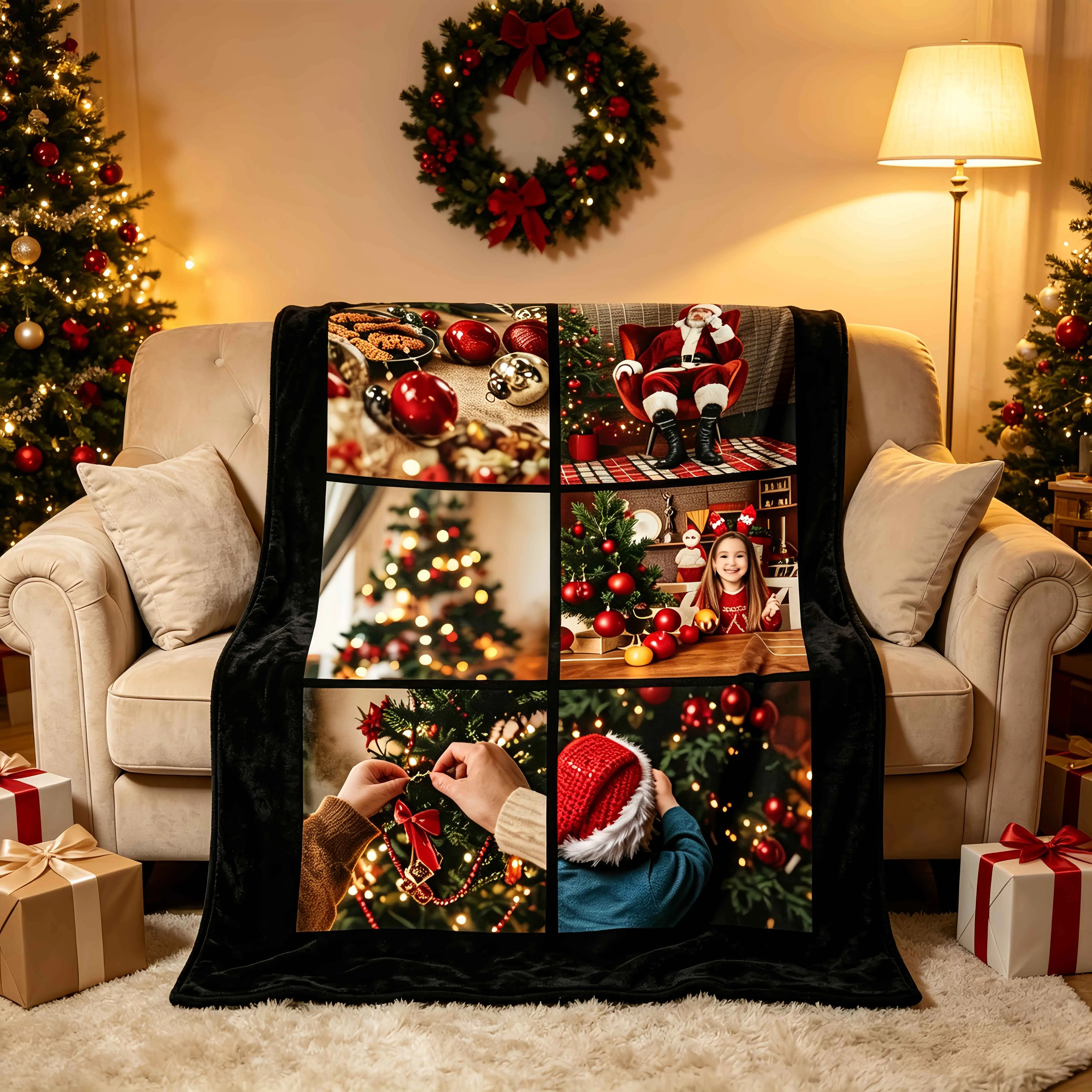 Personalized Christmas Customized Throws Blanket Customizable Photo Soft Flannel Blanket Home Sofa Bed Blanket Christmas Gift