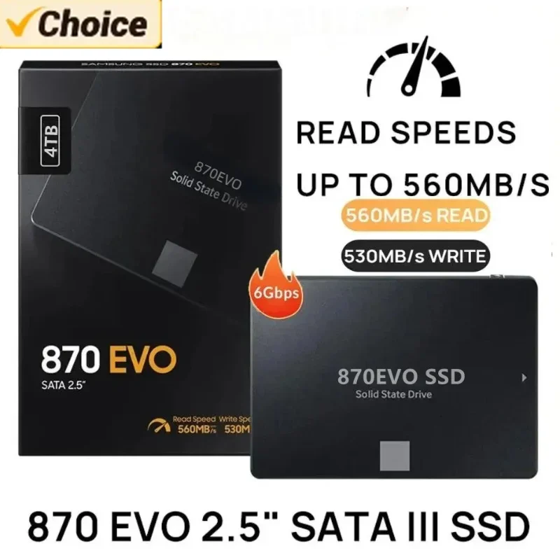 

2024 100% New 870 EVO SSD Internal Solid State Drive 1TB 2TB 4TB 8TB Hard Disk 2.5 Inches SATA III for Desktop PS5 Laptop PC PS4