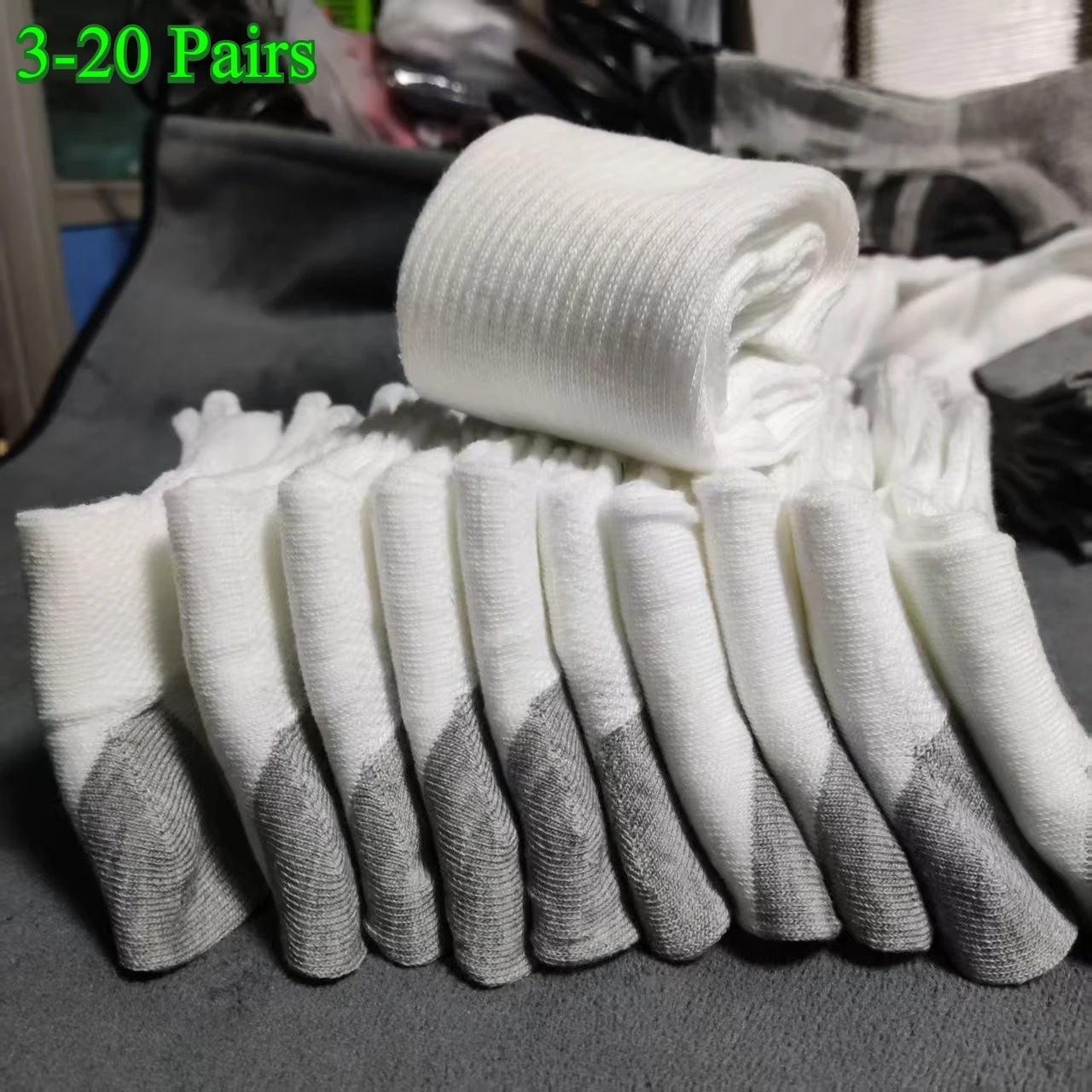 3–20 Paar Herren-Outdoor-Gymnastik-Socken, hochwertig, bequem, weich, bodengreift, Fußball, große Größe, neue schwarze weiße Socken für Herren