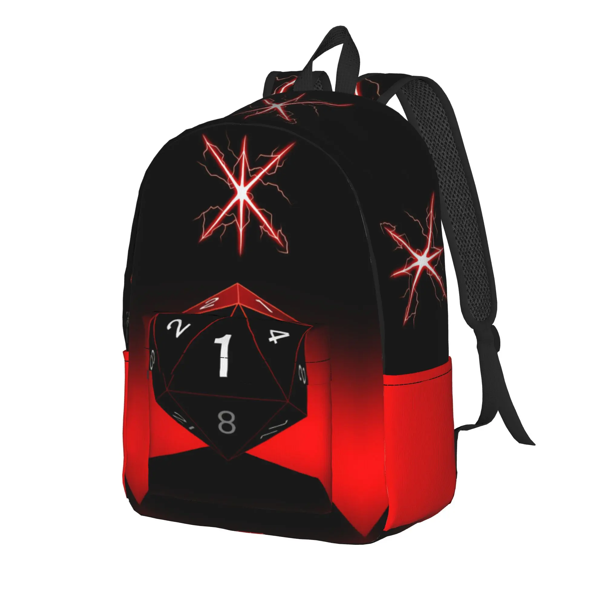 Medieval Dragon And D20 Dice Dnd Backpack  Outdoor Style Backpacks Boy Pretty School Bags Custom Breathable Rucksack