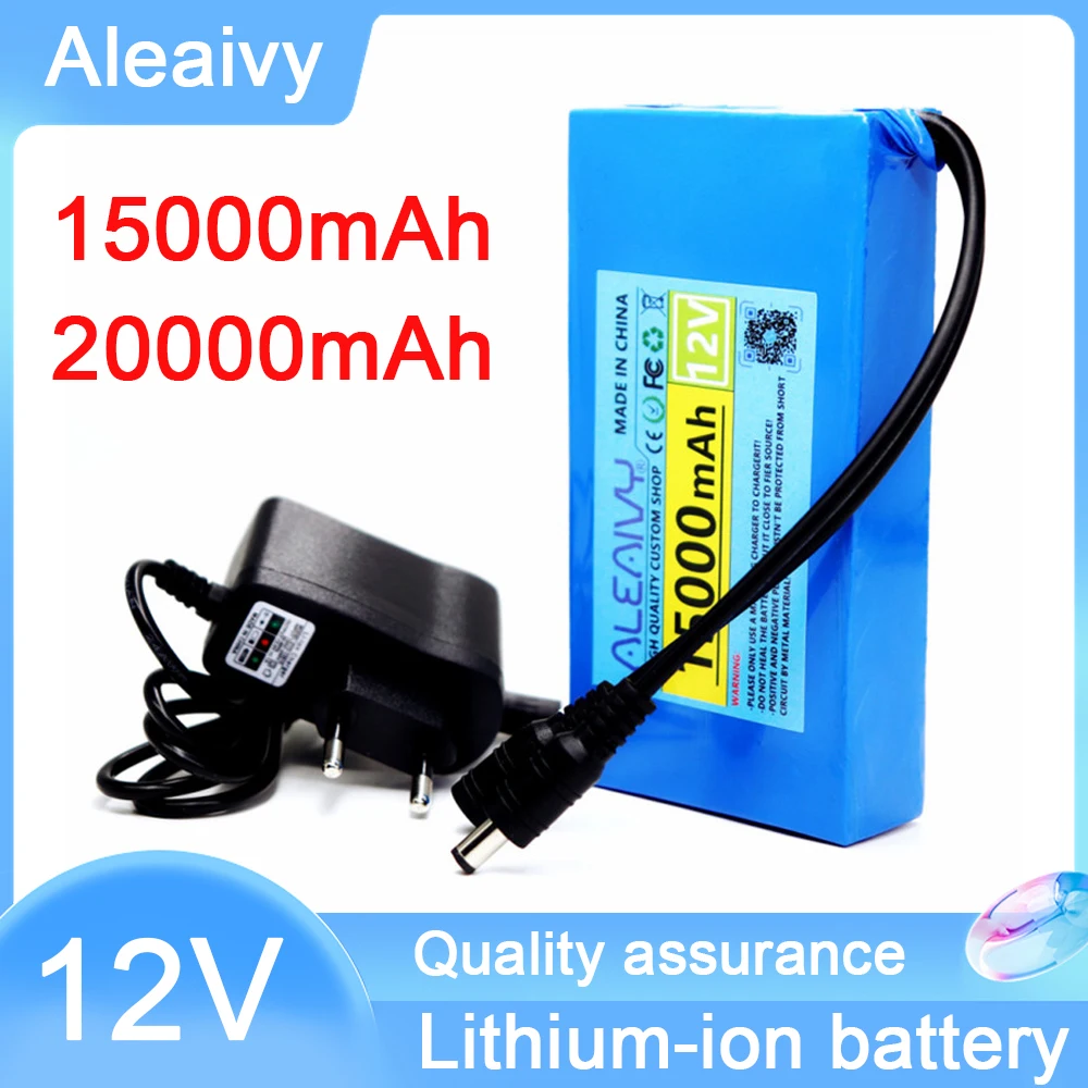 

100% New Portable 12v 20000mAh Lithium-ion Battery Pack DC 12.6V 20Ah Battery with EU Plug+12.6V1A Charger+DC Bus Head Wire